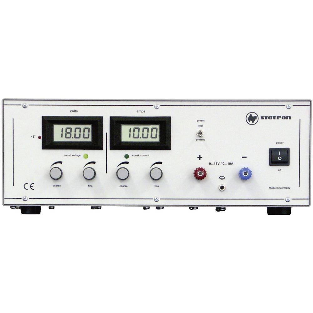 Statron 3250.0 laboratorní zdroj s nastavitelným napětím, Kalibrováno dle (ISO), 0 - 18 V/DC, 0 - 10 A, 180 W, výstup 1