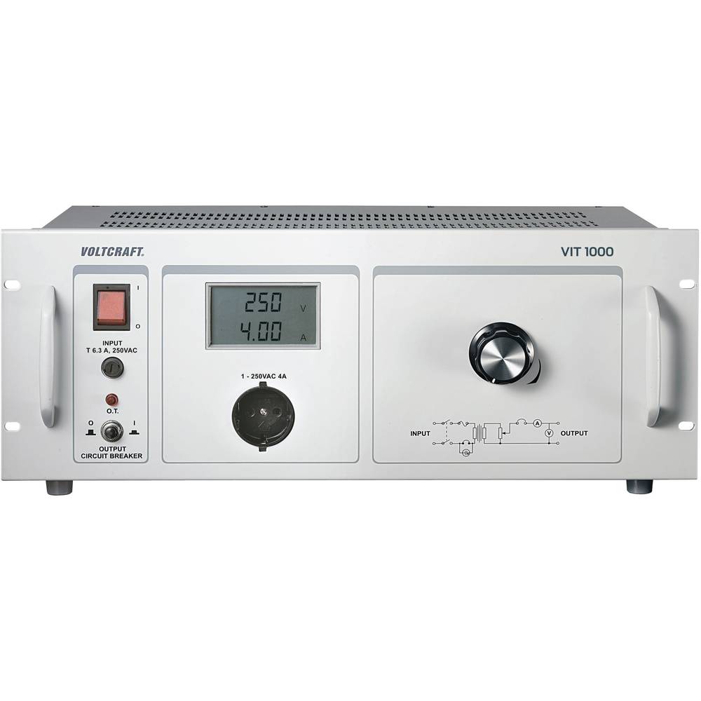 VOLTCRAFT VIT 1000 nastavitelný laboratorní oddělovací transformátor Kalibrováno dle (ISO) 1 - 250 V/AC