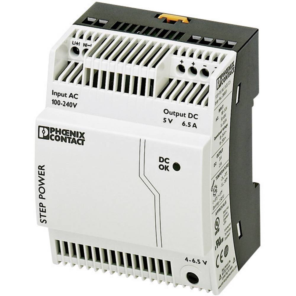 Phoenix Contact STEP-PS/1AC/5DC/6.5 síťový zdroj na DIN lištu, 5 V/DC, 6.5 A, 32.5 W, výstupy 1 x