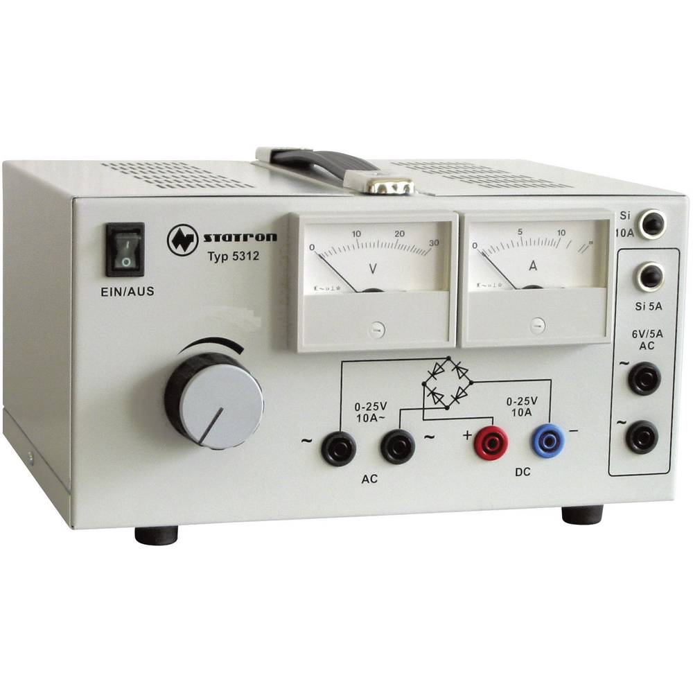 Statron 5312.1 laboratorní zdroj s nastavitelným napětím, Kalibrováno dle (ISO), 0 - 25 V/AC, 10 A, 530 W, výstup 3 x, 5
