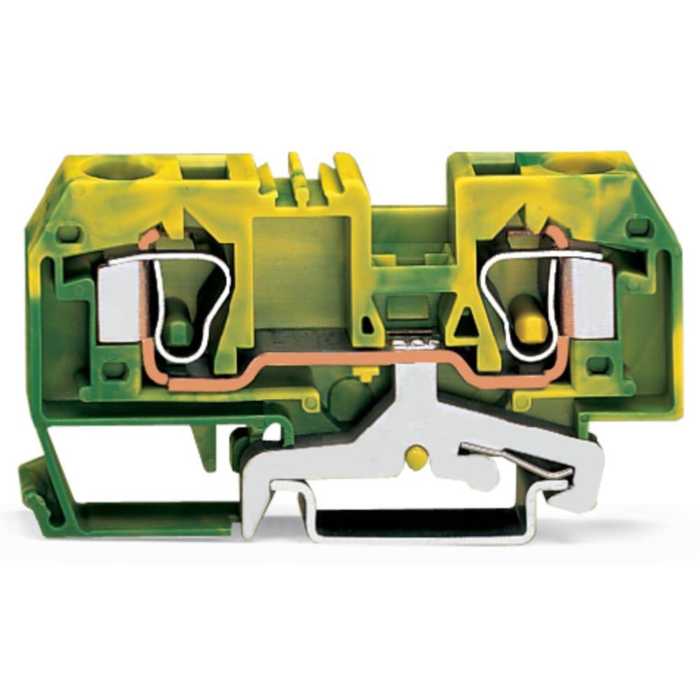 WAGO 284-907 svorka ochranného vodiče 10 mm pružinová svorka osazení: Terre zelená, žlutá 25 ks