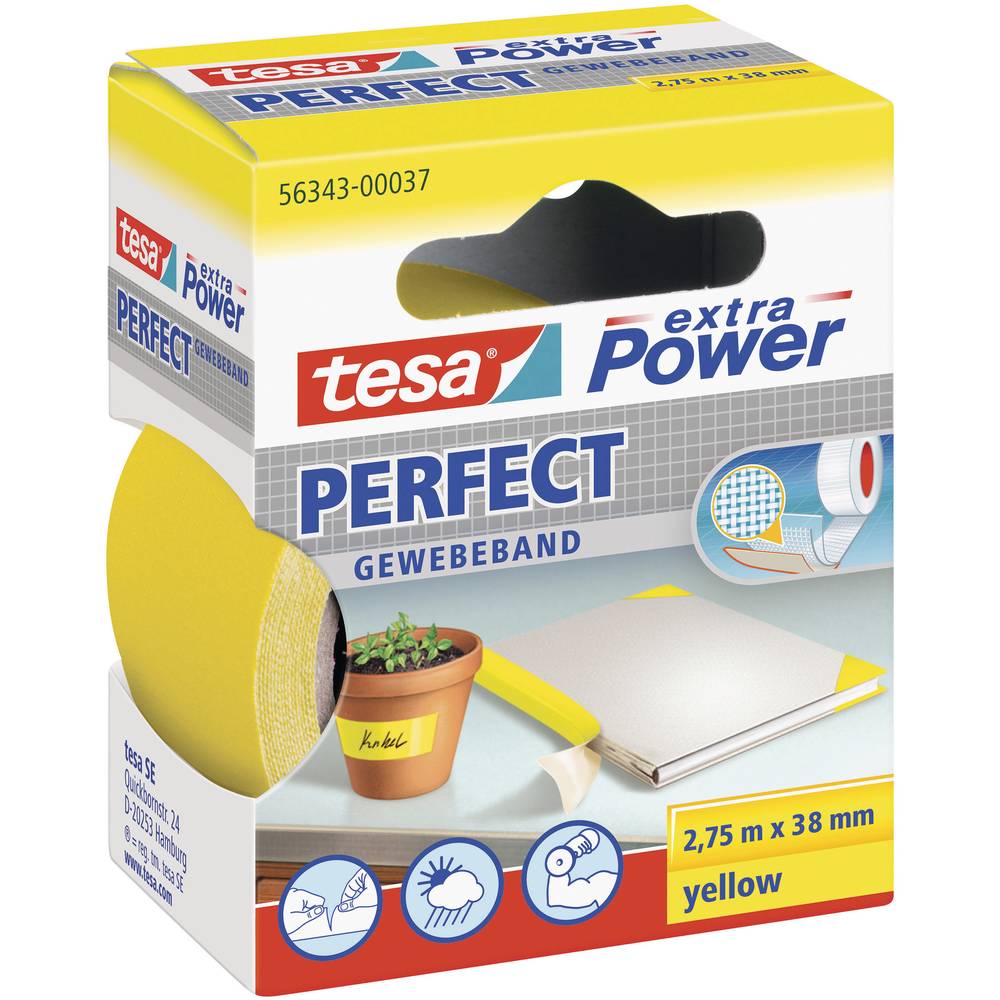 tesa PERFECT 56343-00037-03 páska se skelným vláknem tesa® Extra Power žlutá (d x š) 2.75 m x 38 mm 1 ks