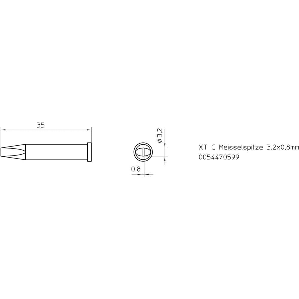 Weller XT-C pájecí hrot dlátový Velikost hrotů 3.2 mm Délka hrotů 36 mm Obsah 1 ks