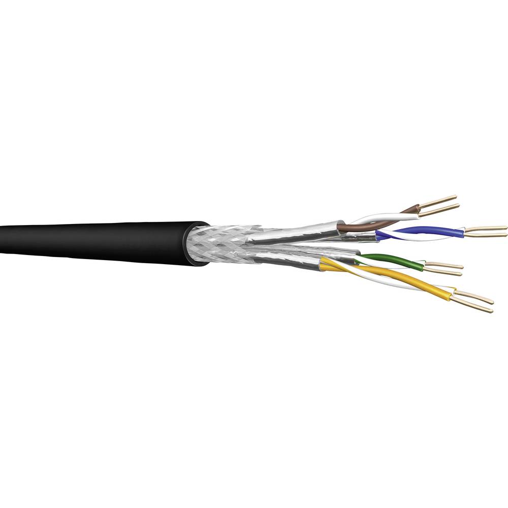 DRAKA 1001087-00100RW ethernetový síťový kabel CAT 7 S/FTP 4 x 2 x 0.25 mm² černá metrové zboží