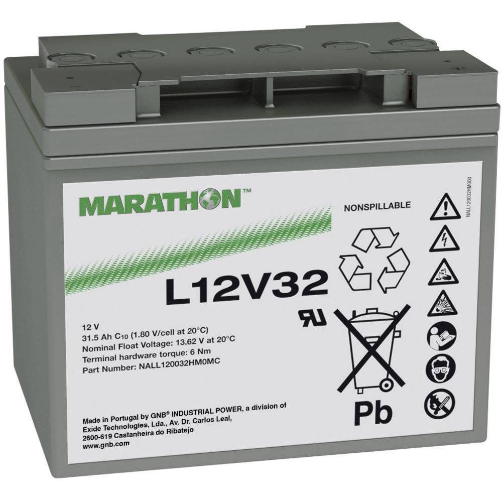 GNB Marathon L12V32 NALL120032HM0MC olověný akumulátor 12 V 31.5 Ah olověný se skelným rounem (š x v x h) 198 x 175 x 16