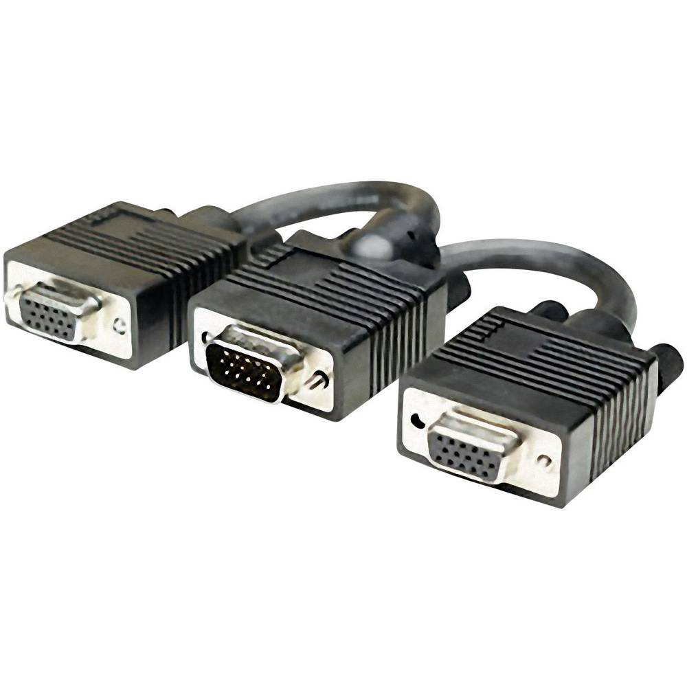 Manhattan VGA Y kabel VGA pólové Zástrčka, VGA pólové zásuvka, VGA pólové zásuvka 0.15 m černá 304559 lze šroubovat VGA