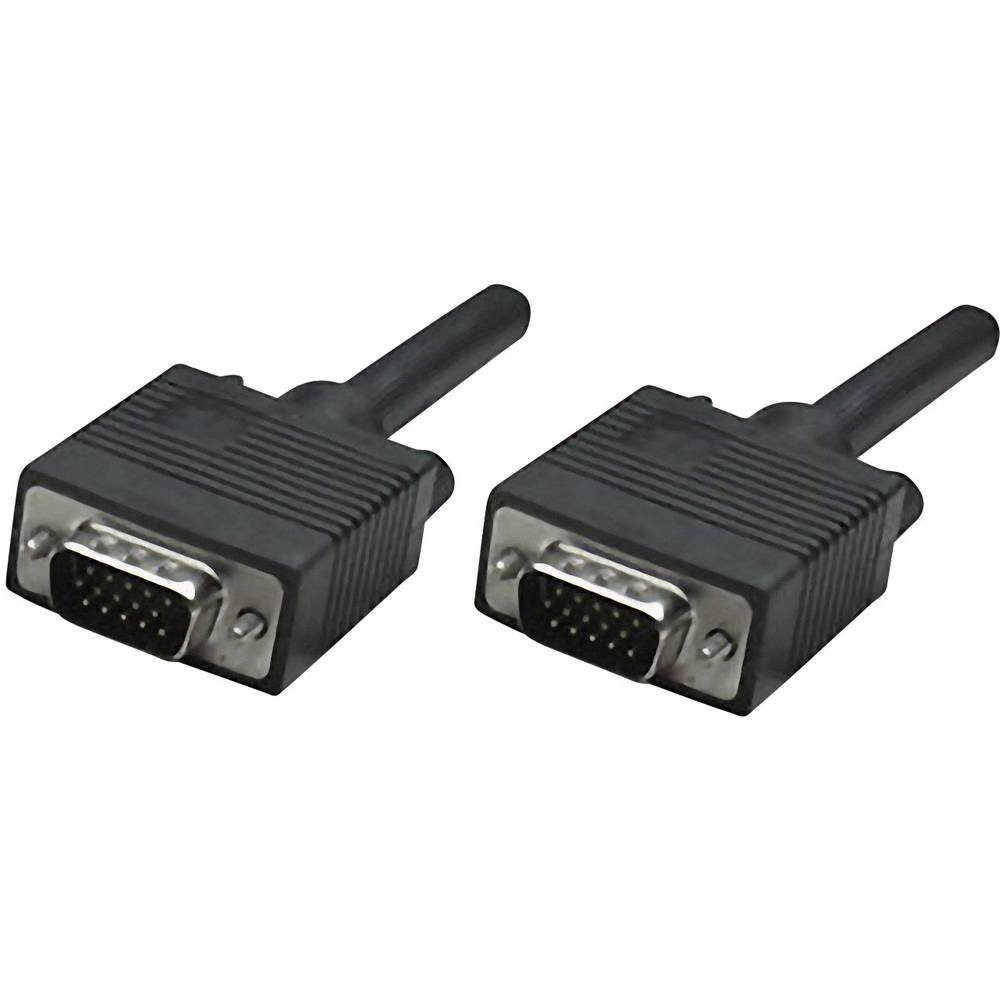 Manhattan VGA kabel VGA pólové Zástrčka, VGA pólové Zástrčka 30.00 m černá 337342 lze šroubovat VGA kabel