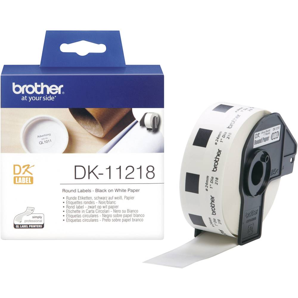 Brother DK-11218 etikety v roli Ø 24 mm papír bílá 1000 ks trvalé DK11218 univerzální etikety