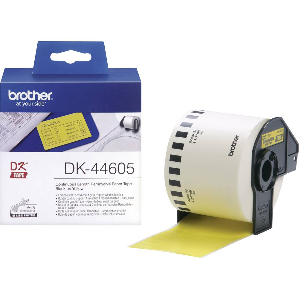 Brother DK-44605 etikety v roli 62 mm x 30.48 m papír žlutá 1 ks přemístitelné DK44605 univerzální etikety