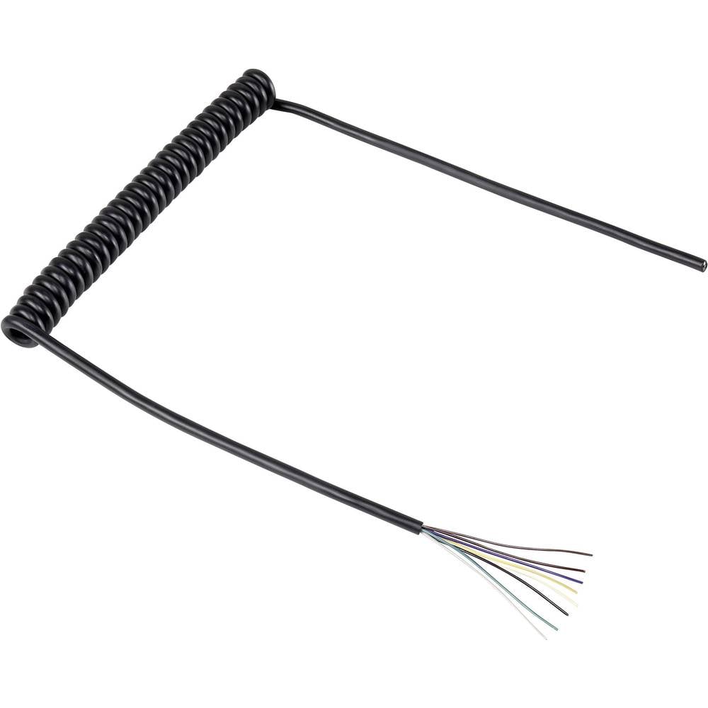 TRU COMPONENTS 1570979 spirálový kabel 218 mm / 640 mm 8 x 0.12 mm² černá 1 ks