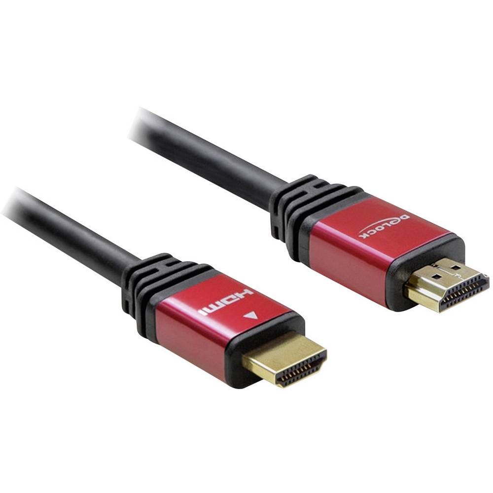 Delock HDMI kabel Zástrčka HDMI-A, Zástrčka HDMI-A 5.00 m červená/černá 84335 pozlacené kontakty, s feritovým jádrem HDM