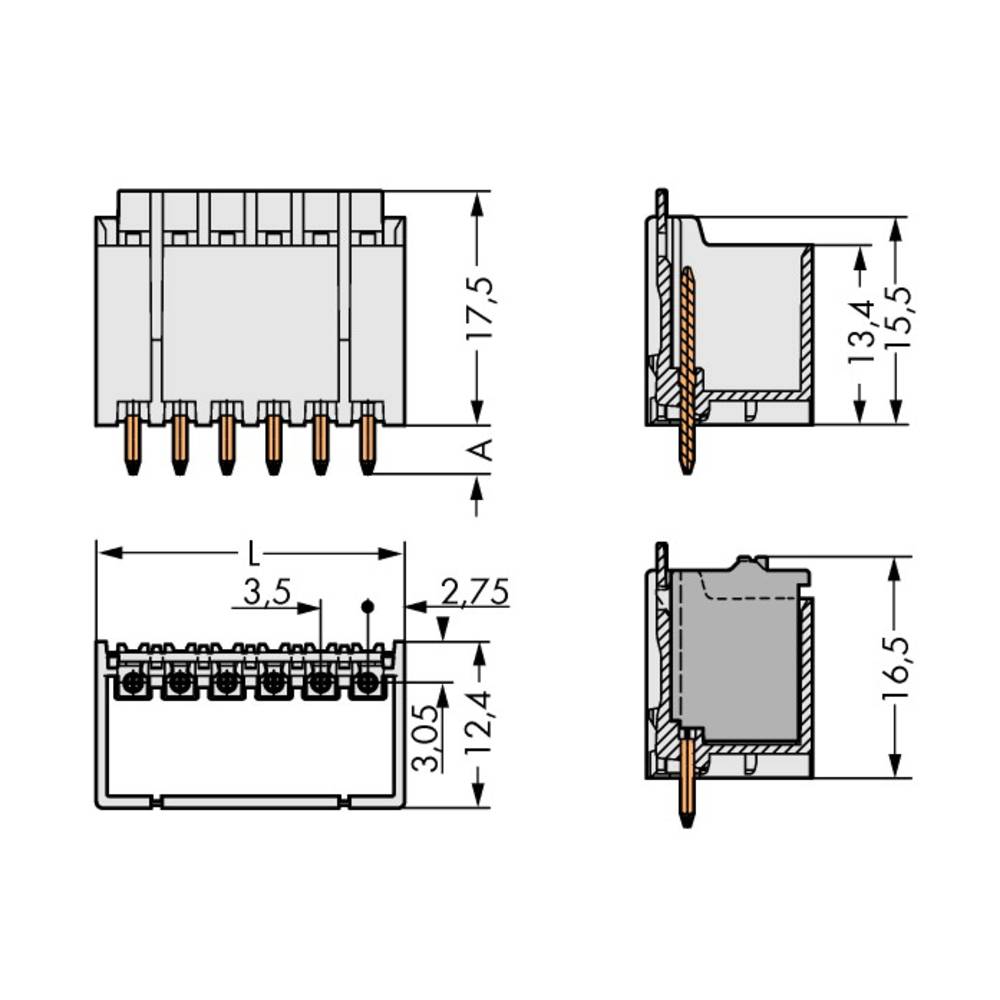 WAGO 2091 konektor do DPS 10, rozteč 3.50 mm, 2091-1410-100, 100 ks