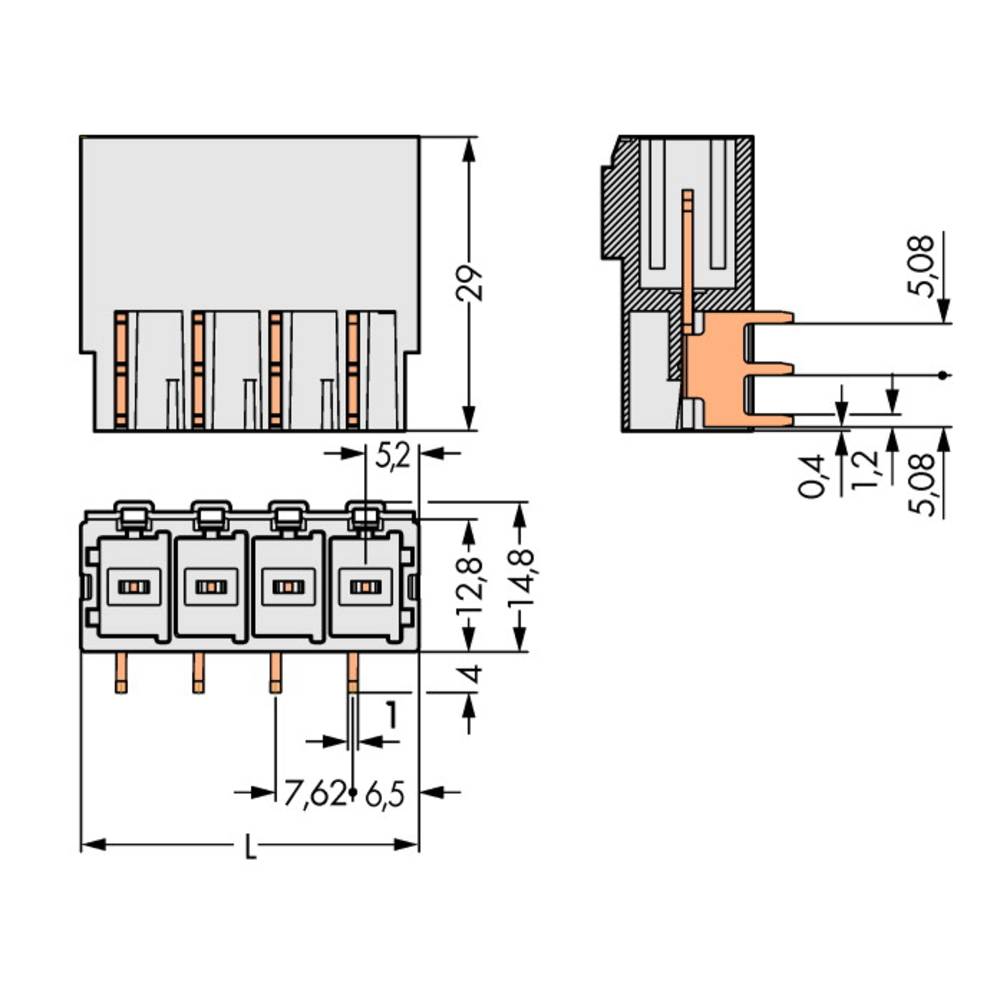 WAGO 831 konektor do DPS 2, rozteč 7.62 mm, 831-3622, 48 ks