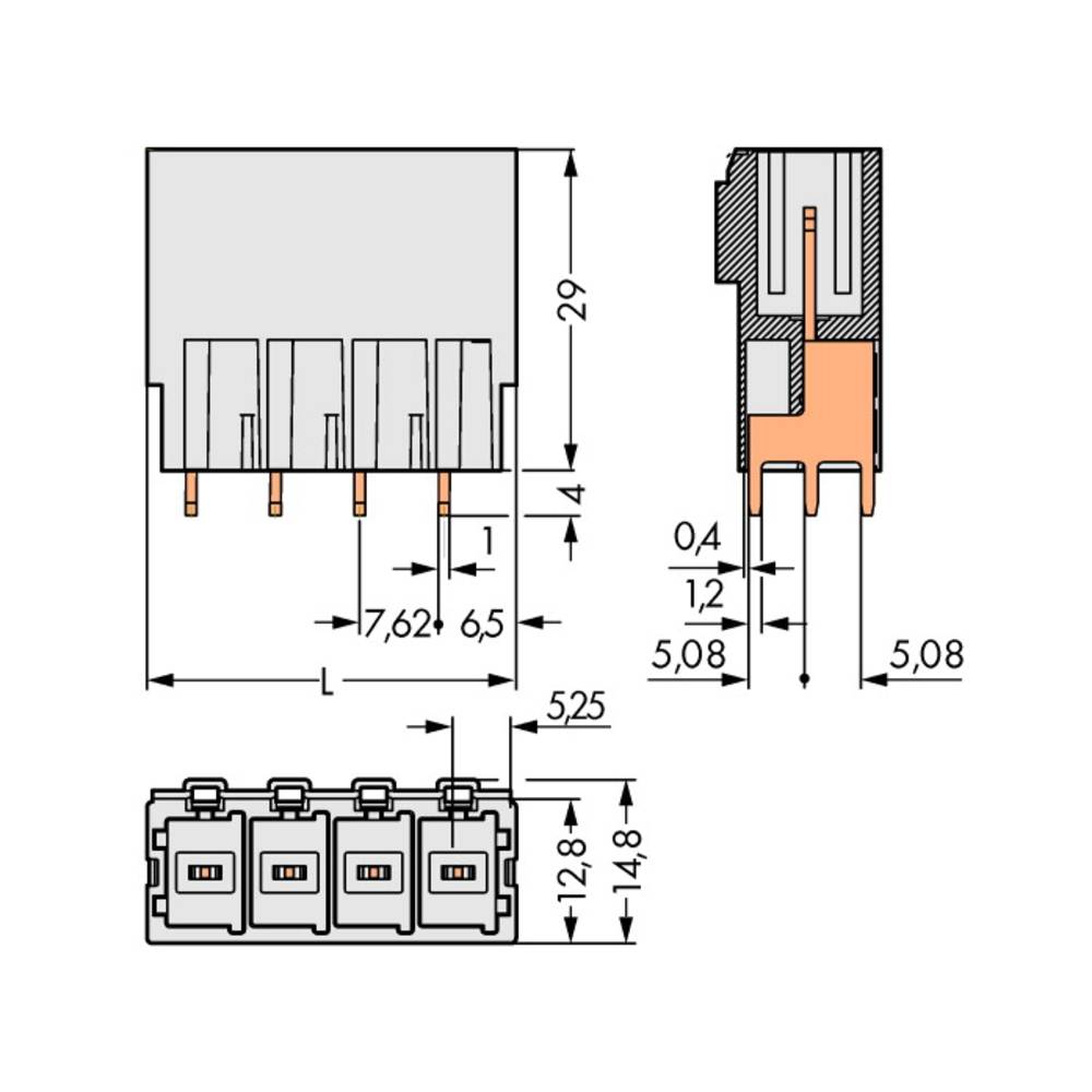 WAGO konektor do DPS 831 Počet pólů 6 Rastr (rozteč): 7.62 mm 831-3606 24 ks