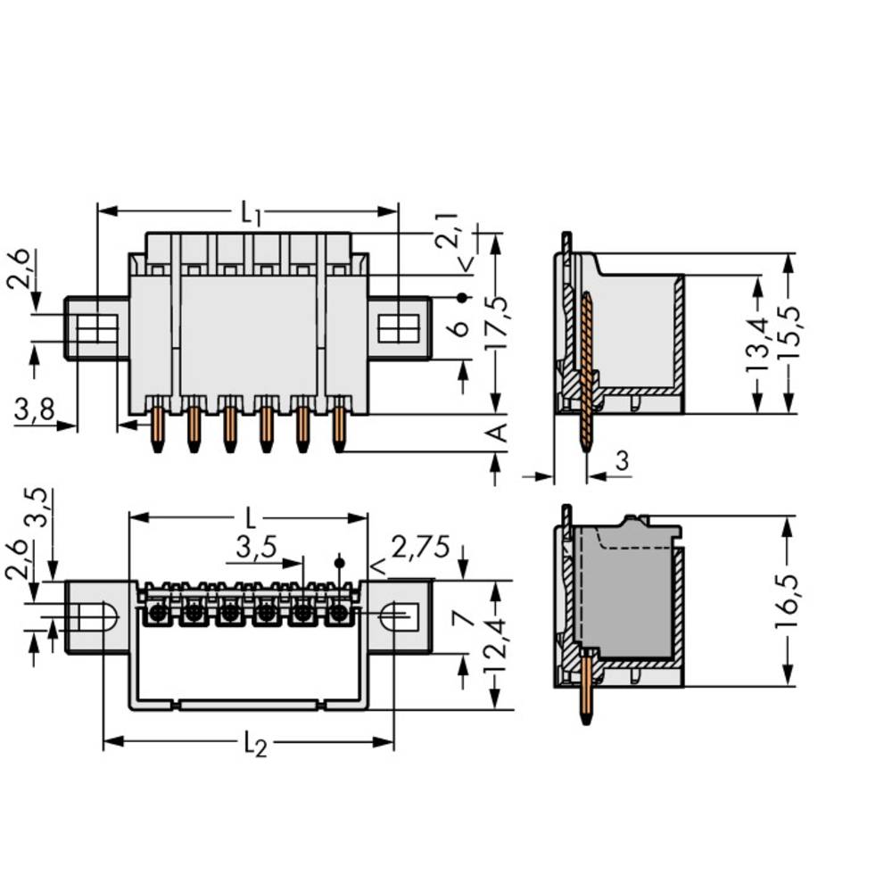 WAGO 2091 konektor do DPS 2, rozteč 3.50 mm, 2091-1402/005-000, 200 ks