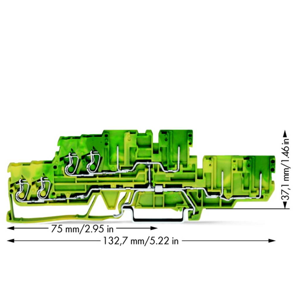 WAGO 870-137 dvojitá svorka ochranného vodiče 5 mm pružinová svorka osazení: Terre zelená, žlutá 40 ks