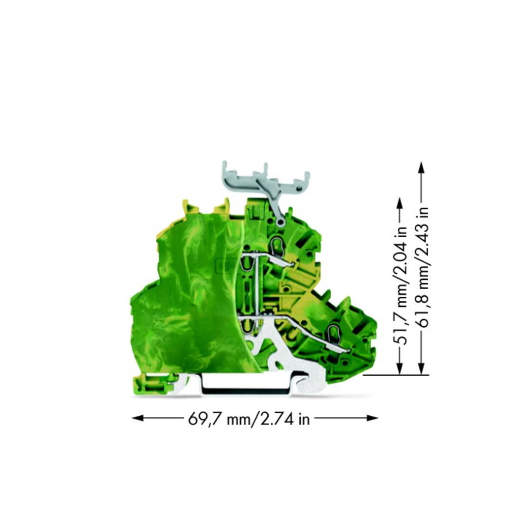 WAGO 2000-2237/099-000 dvojitá svorka ochranného vodiče 4.20 mm pružinová svorka osazení: Terre zelená, žlutá 50 ks
