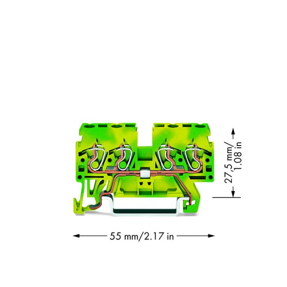 WAGO 870-837 svorka ochranného vodiče 5 mm pružinová svorka osazení: Terre zelená, žlutá 100 ks