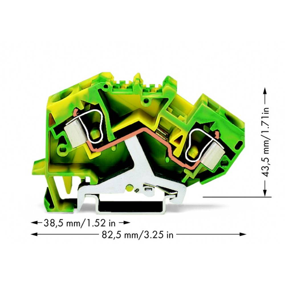 WAGO 784-607 svorka ochranného vodiče 10 mm pružinová svorka osazení: Terre zelená, žlutá 25 ks