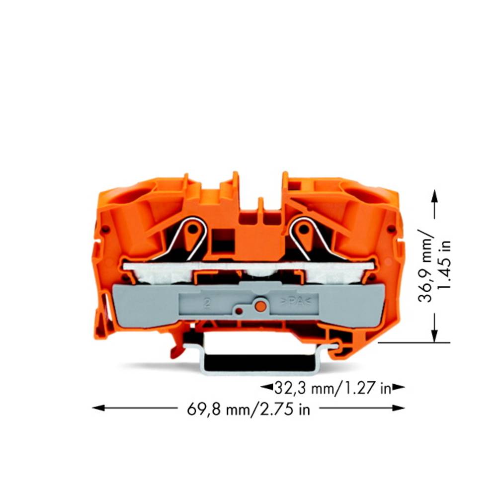WAGO 2016-1202 průchodková svorka 12 mm pružinová svorka oranžová 20 ks