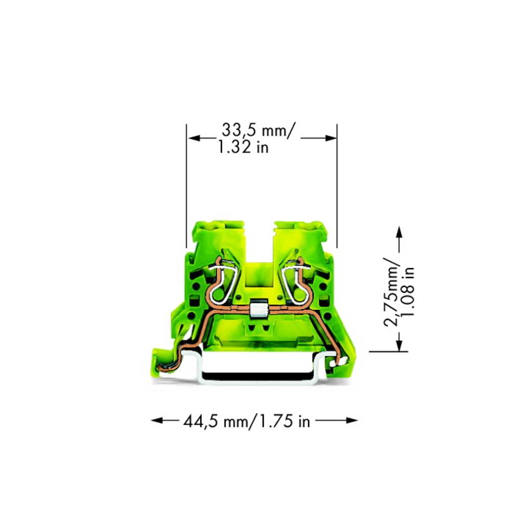 WAGO 870-907 svorka ochranného vodiče 5 mm pružinová svorka osazení: Terre zelená, žlutá 100 ks