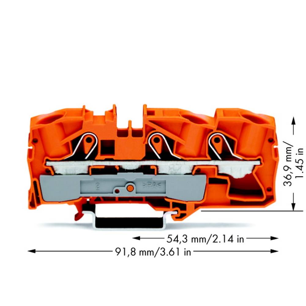 WAGO 2016-1302 průchodková svorka 12 mm pružinová svorka oranžová 20 ks