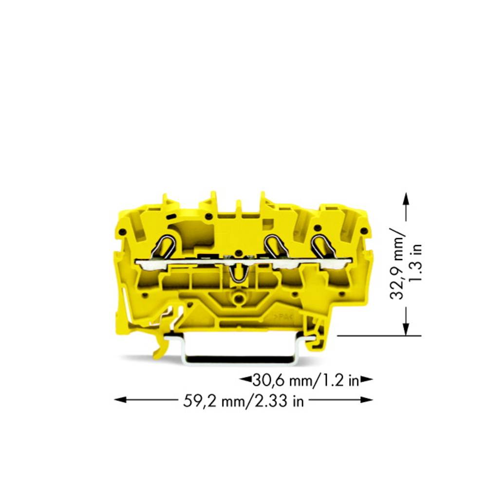 WAGO 2002-1306 průchodková svorka 5.20 mm pružinová svorka žlutá 100 ks