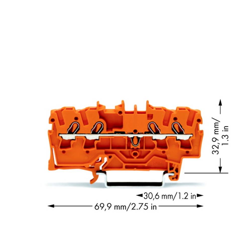 WAGO 2002-1402 průchodková svorka 5.20 mm pružinová svorka oranžová 100 ks