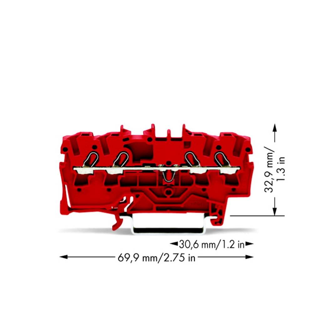 WAGO 2002-1403 průchodková svorka 5.20 mm pružinová svorka červená 100 ks