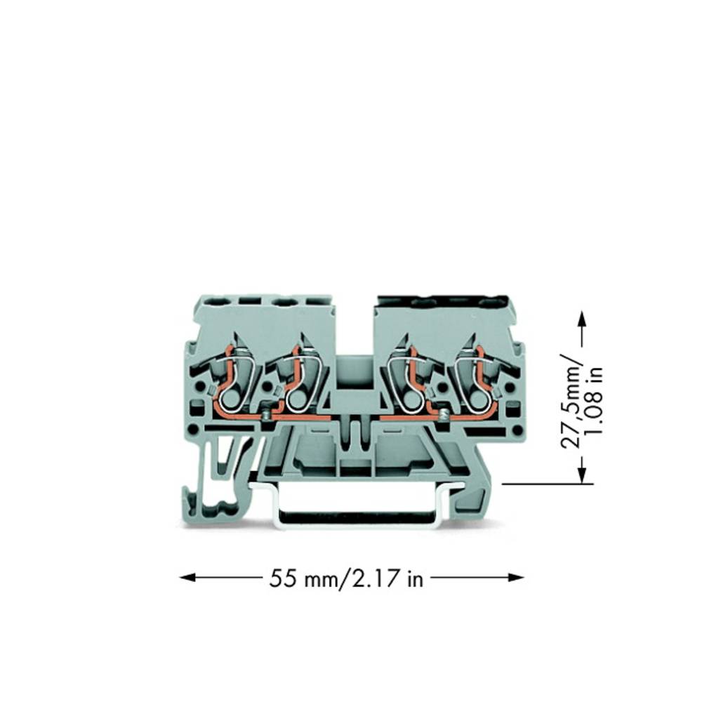 WAGO 870-826 průchodková svorka 5 mm pružinová svorka osazení: L šedá 100 ks