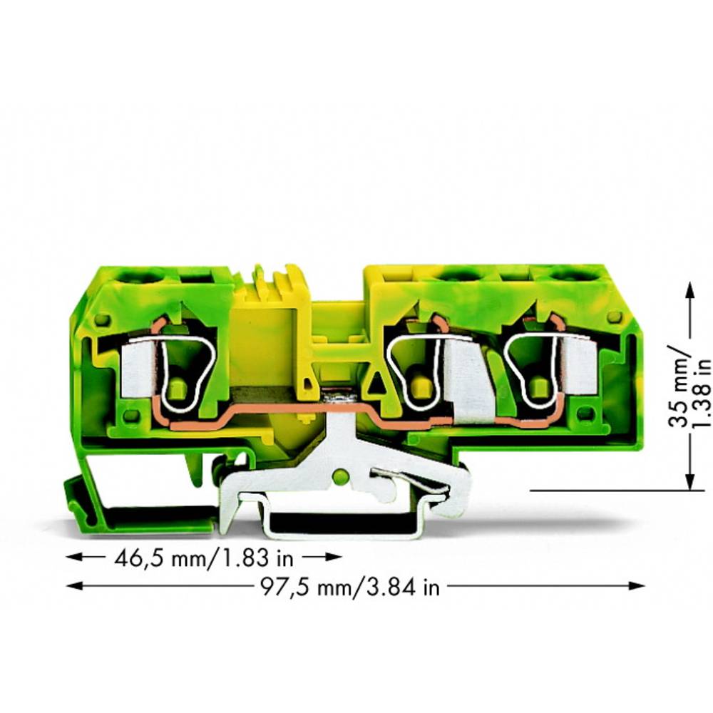 WAGO 284-687/999-950 svorka ochranného vodiče 10 mm pružinová svorka osazení: Terre zelená, žlutá 25 ks