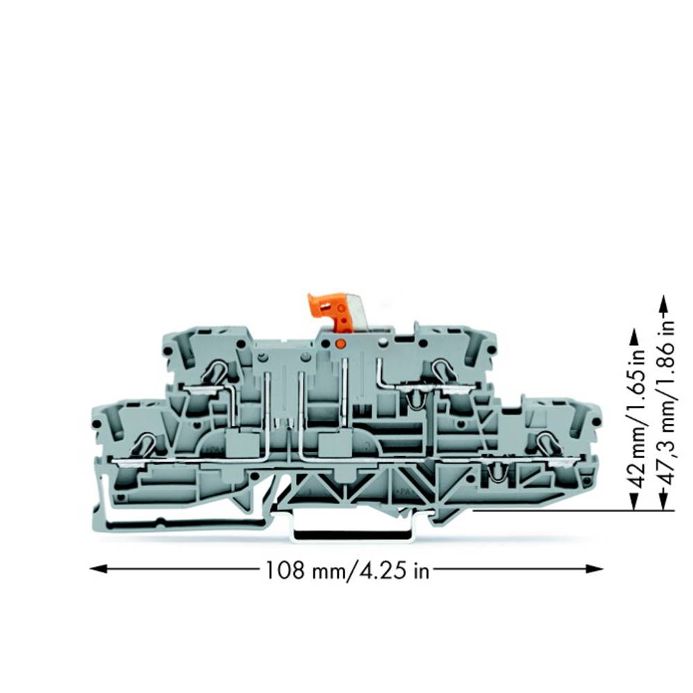 WAGO 2002-2971 dvojitá oddělovací svorka 5.20 mm pružinová svorka osazení: L, L šedá 50 ks