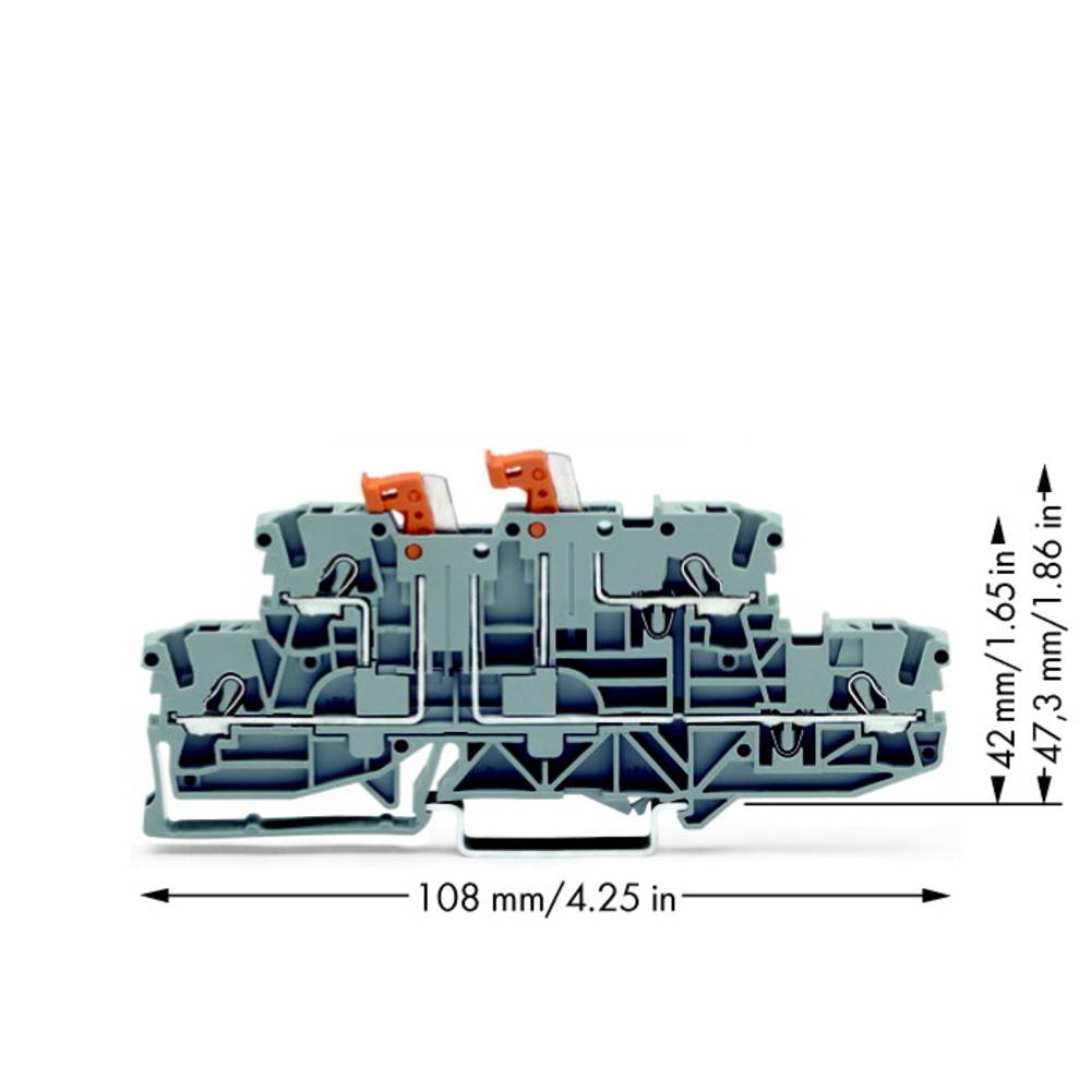WAGO 2002-2951 dvojitá oddělovací svorka 5.20 mm pružinová svorka osazení: L, L šedá 50 ks