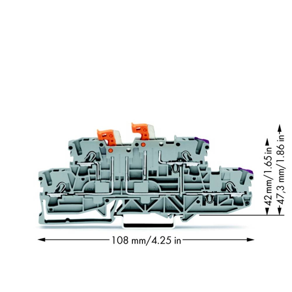 WAGO 2002-2958 dvojitá oddělovací svorka 5.20 mm pružinová svorka osazení: L, L šedá 50 ks