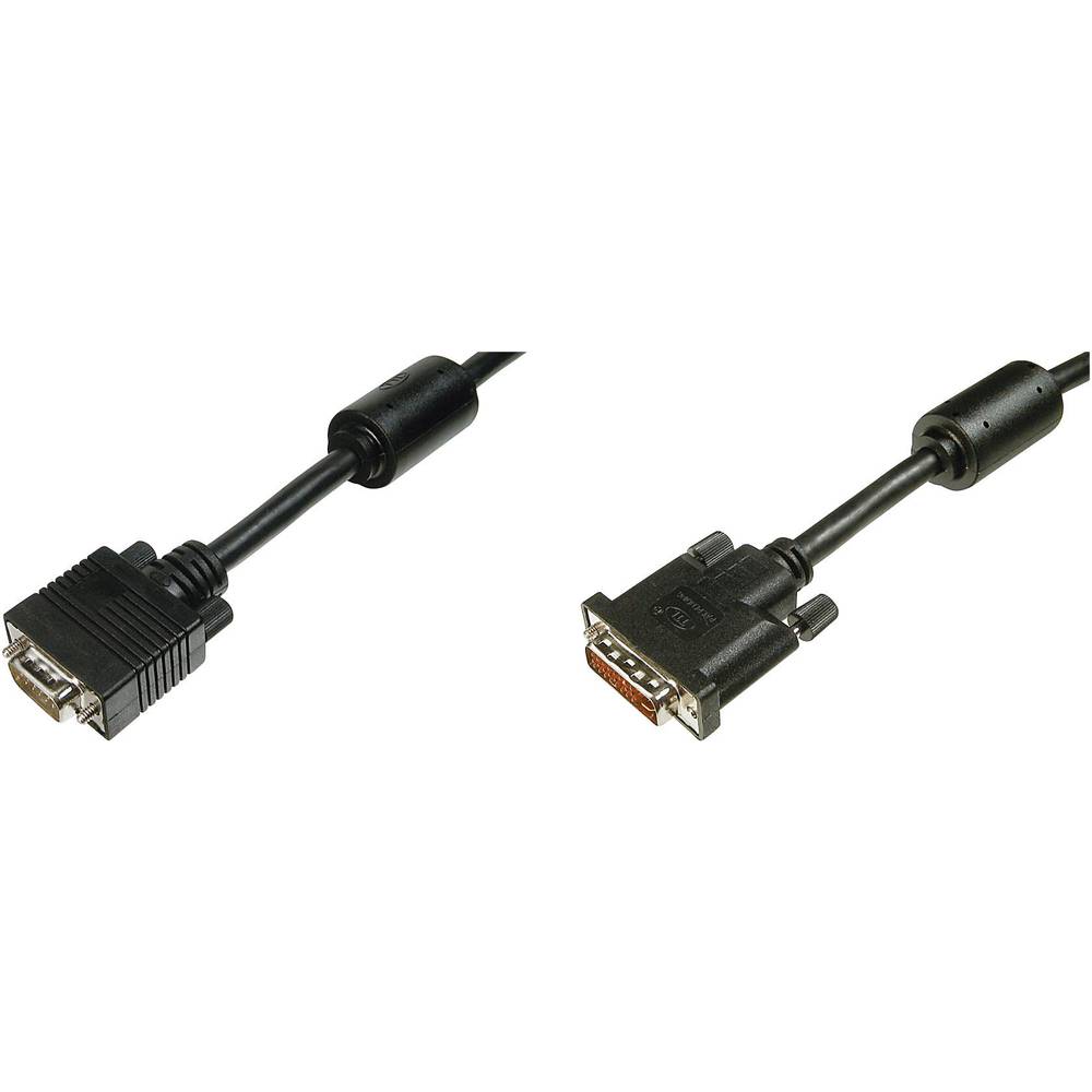 Digitus DVI / VGA kabelový adaptér DVI-I 24+5pól. Zástrčka, VGA pólové Zástrčka 2.00 m černá AK-320300-020-S lze šroubov