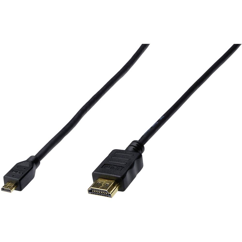 Digitus HDMI kabel Zástrčka HDMI-A, Zástrčka HDMI Micro-D 1.00 m černá AK-330109-010-S pozlacené kontakty HDMI kabel