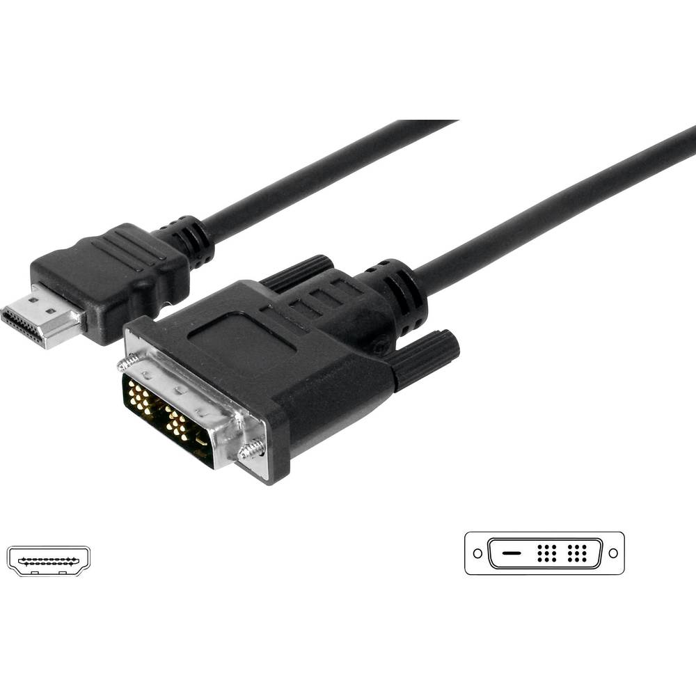 Digitus HDMI / DVI kabelový adaptér Zástrčka HDMI-A, DVI-D 18 + 1 pól Zástrčka 3.00 m černá AK-330300-030-S lze šroubova