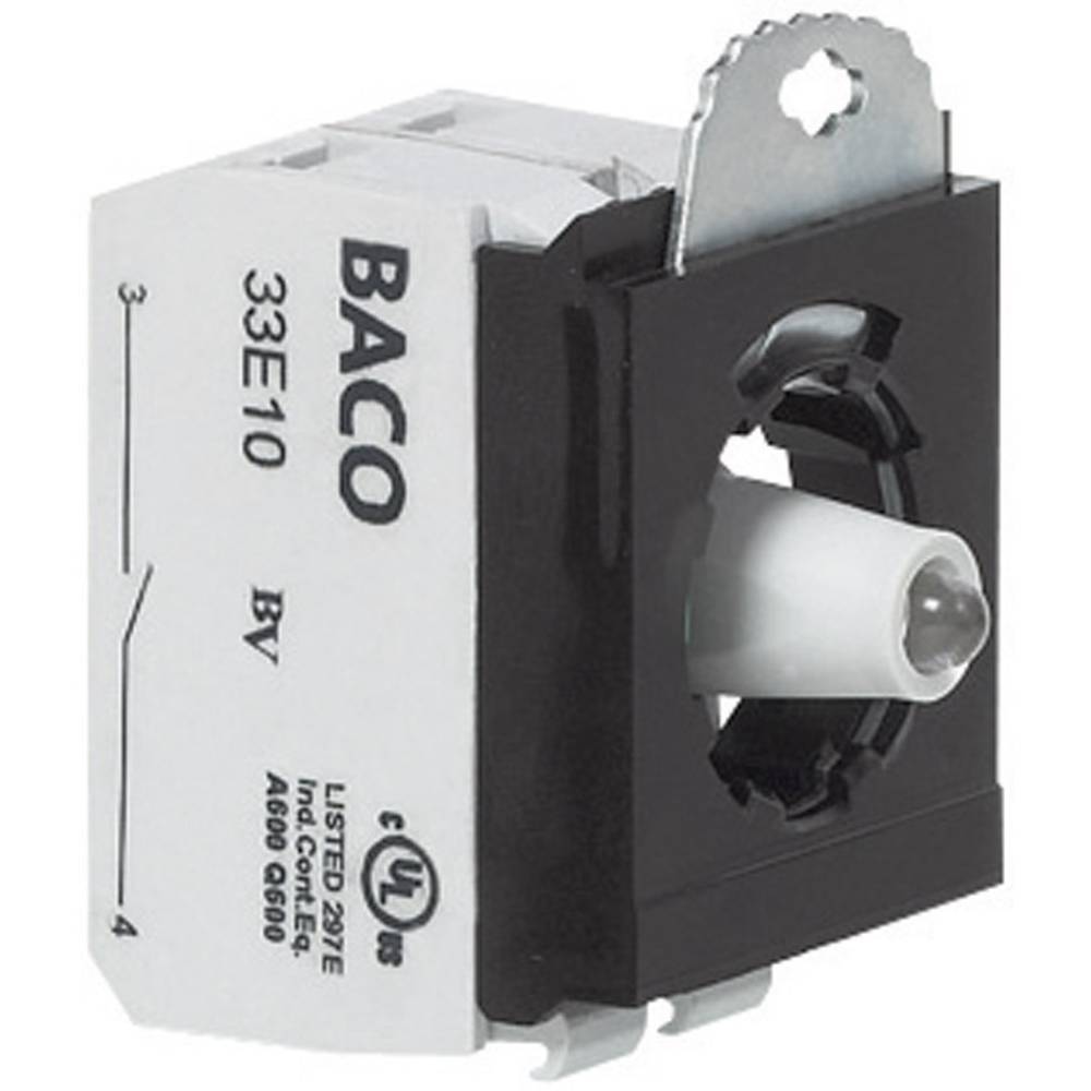 BACO BA333EARL10 spínací kontaktní prvek, LED kontrolka s upevňovacím adaptérem 1 spínací kontakt červená bez aretace 24
