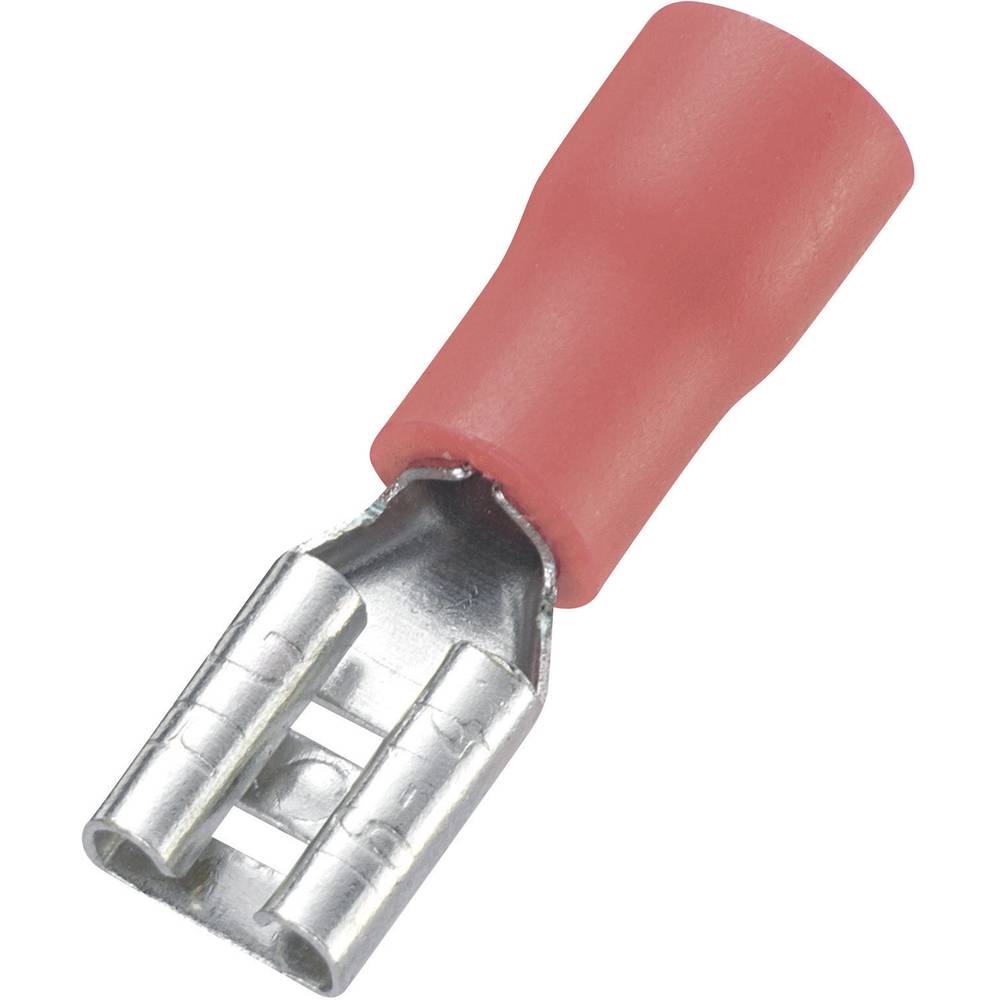 TRU COMPONENTS 745136 faston zásuvka Šířka zástrčky: 4.8 mm Tloušťka konektoru: 0.8 mm 180 ° částečná izolace červená 10