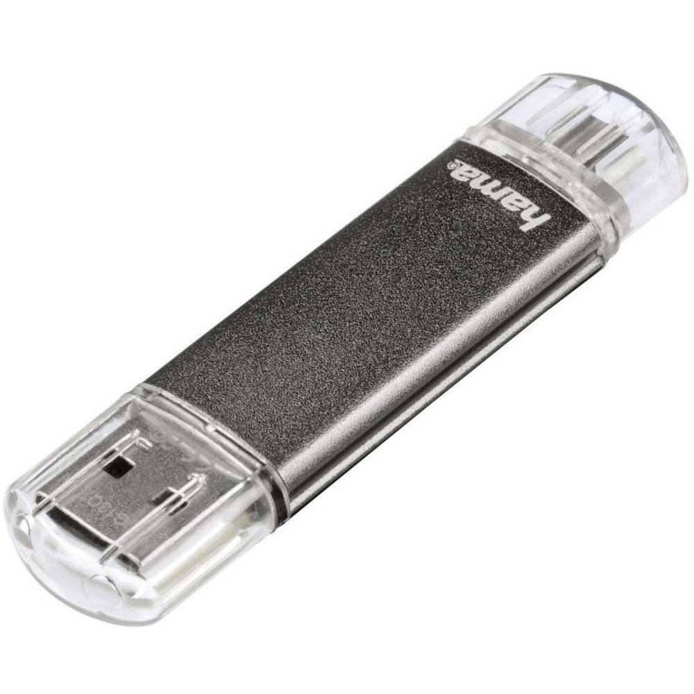Hama FlashPen Laeta Twin USB paměť pro smartphony/tablety šedá 32 GB USB 2.0, microUSB 2.0