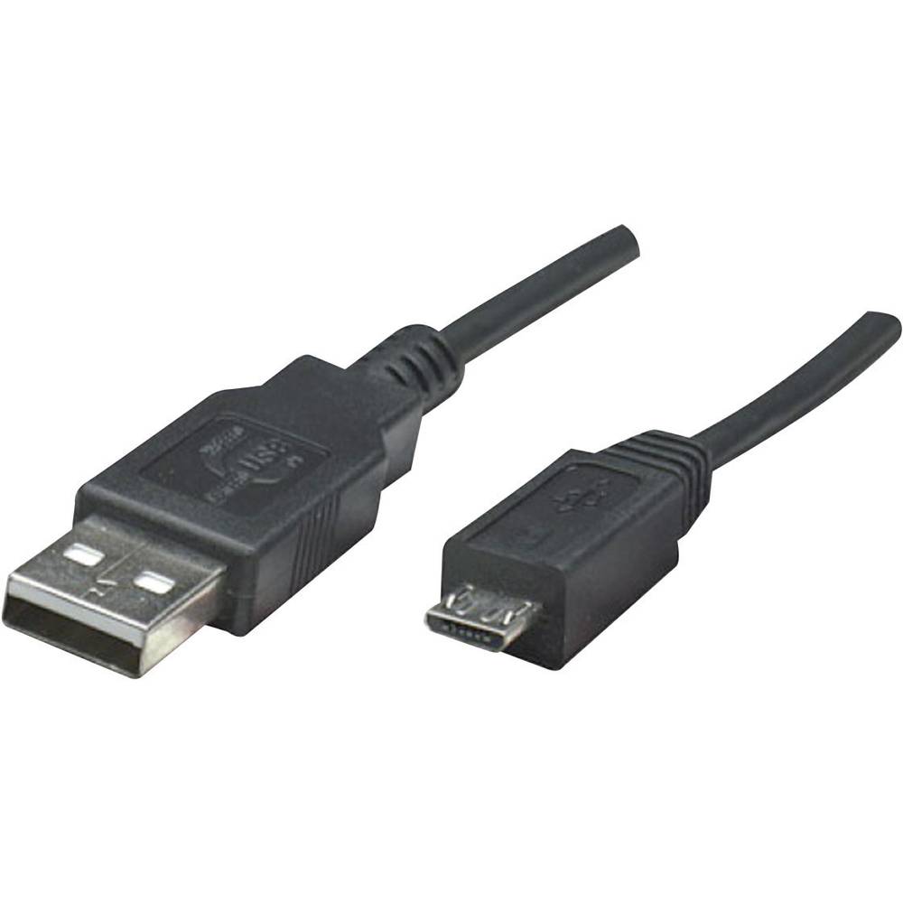 Manhattan USB kabel USB 2.0 USB-A zástrčka, USB Micro-B zástrčka 1.80 m černá UL certifikace 307178-CG