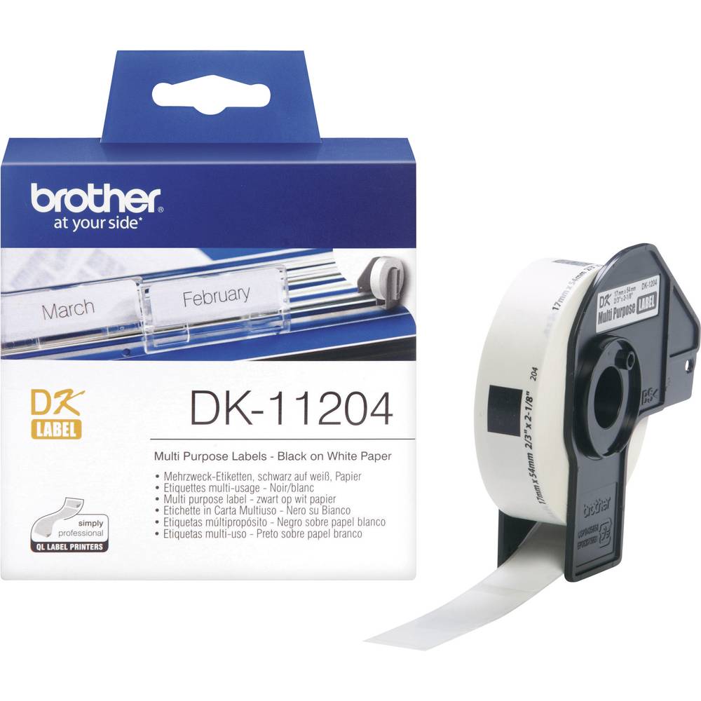 Brother DK-11204 etikety v roli 54 x 17 mm papír bílá 400 ks trvalé DK11204 Adresní nálepky