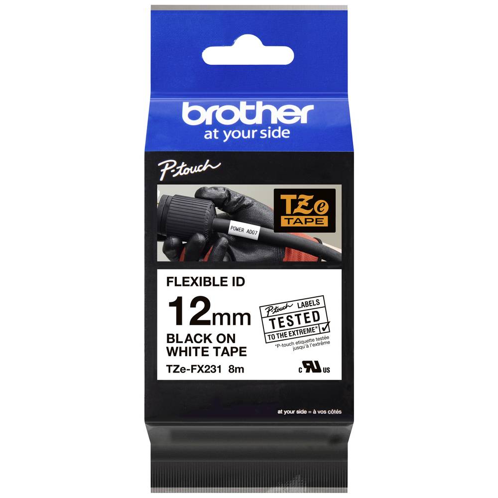 páska flexibilní Brother TZe-FX, TZ-FX TZe-FX231 Barva pásky: bílá Barva písma:černá 12 mm 8 m