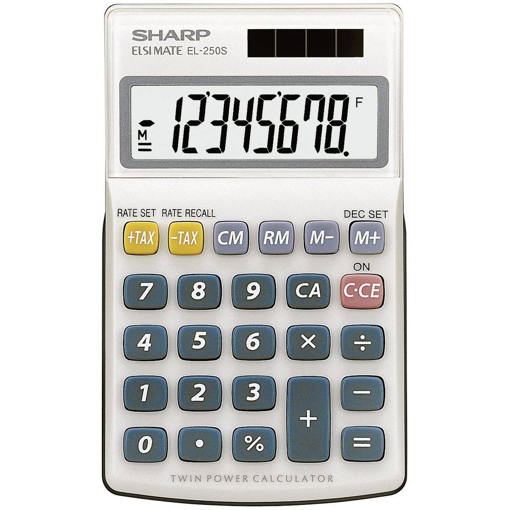 Sharp EL-250 S kapesní kalkulačka bílá, modrá Displej (počet míst): 8 solární napájení, na baterii (š x v x h) 71 x 16 x