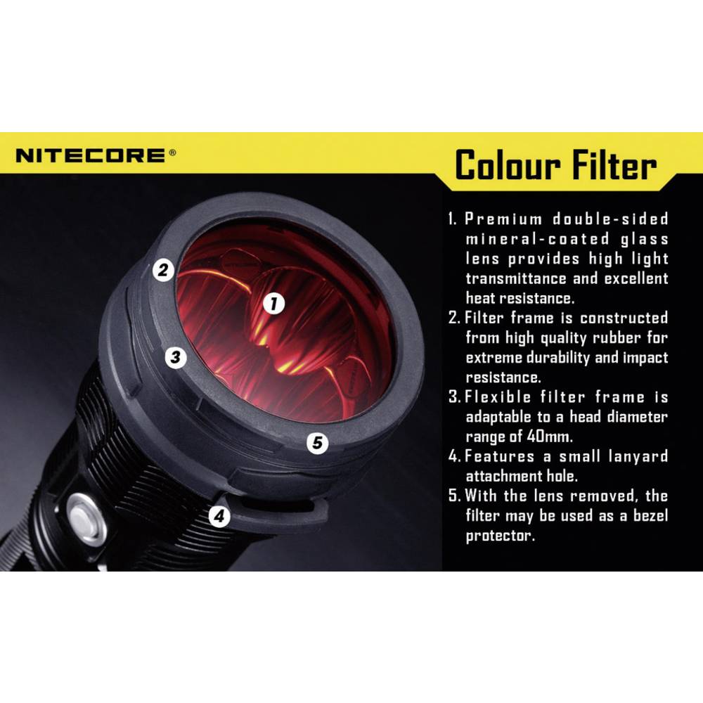 NiteCore NITNFG60 barevný filtr MH40, TM11, TM15, EA8 a kapesní svítilny o Ø 59 - 62 mm zelená