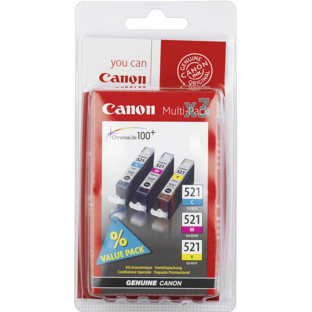 Canon Ink CLI-521 CMY originál kombinované balení azurová, purppurová, žlutá 2934B010