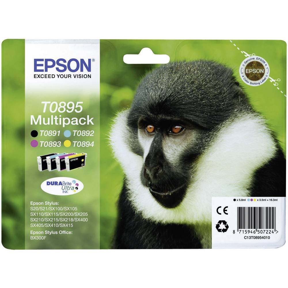 Epson Ink T0895 originál kombinované balení černá, azurová, purppurová, žlutá C13T08954010