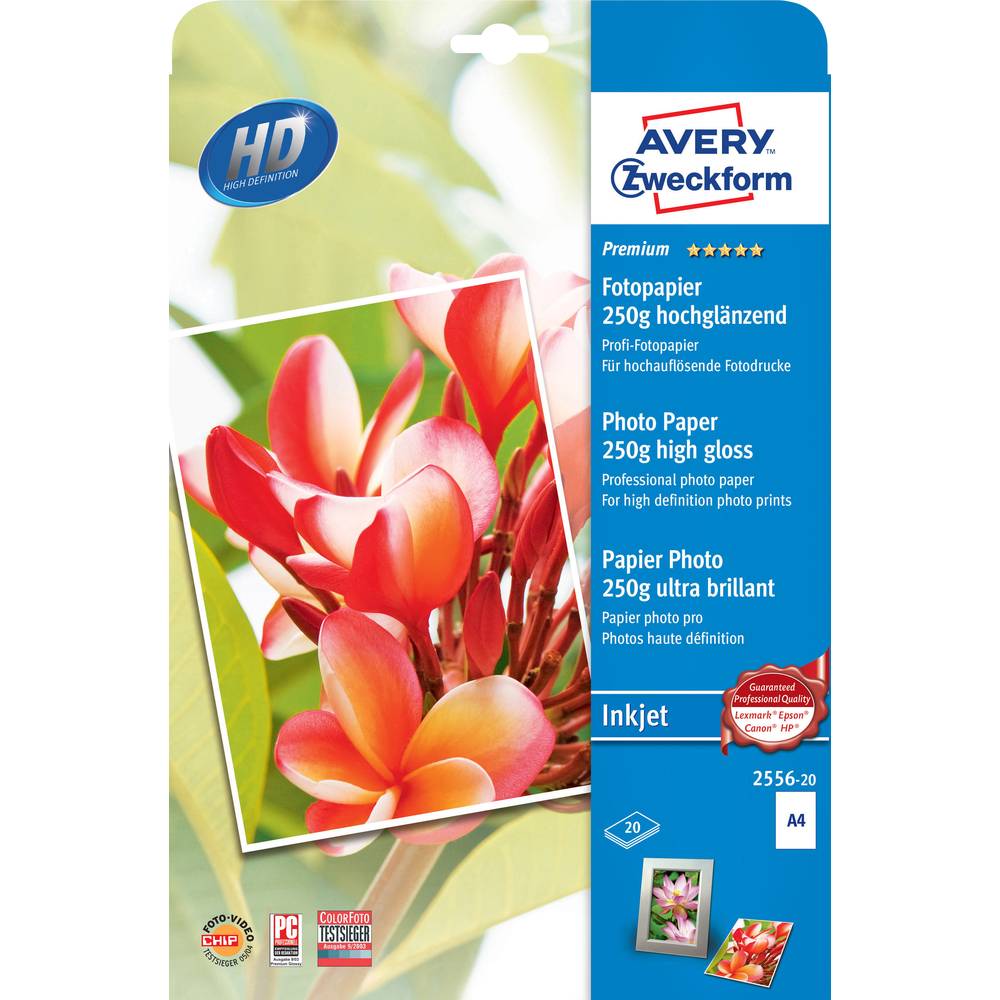 Avery-Zweckform Premium Photo Paper Inkjet 2556-20 fotografický papír A4 250 g/m² 20 listů vysoce lesklý