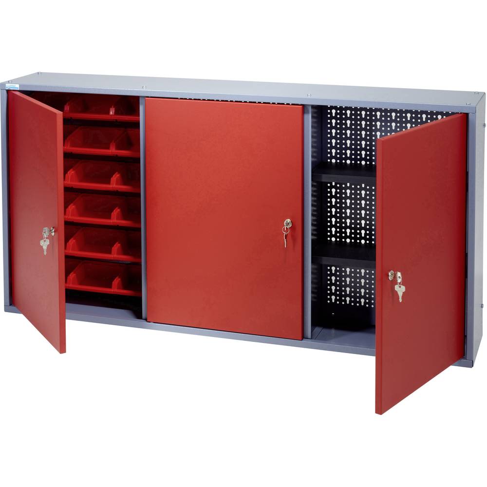 Küpper 70192 Závěsná skříňka 120 cm, 3 dveře, 18 vidění boxy červená (š x v x h) 120 x 60 x 19 cm