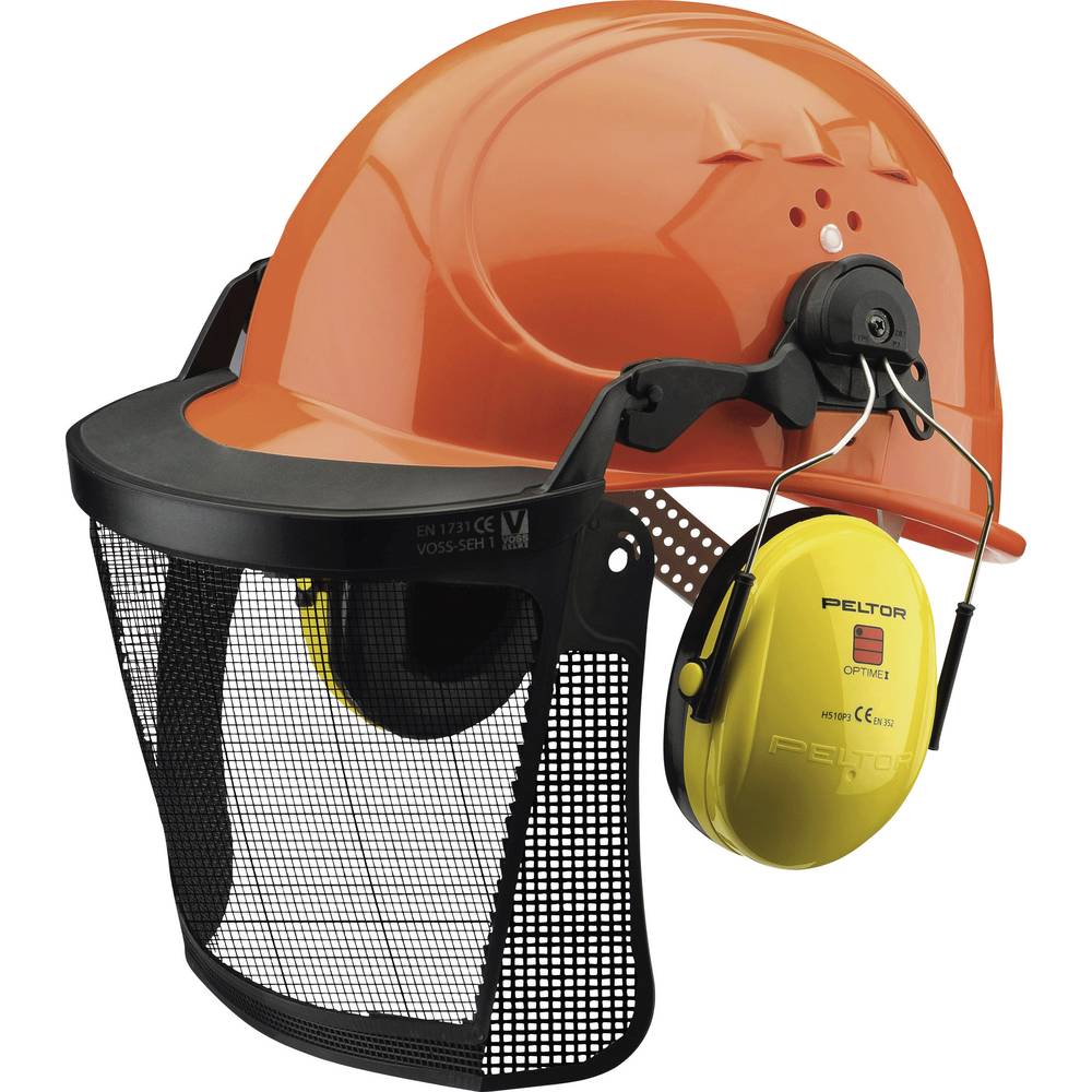 L+D Leipold Doehle 2685 lesnická ochranná helma s integrovaným hledím oranžová